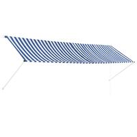 Foldemarkise 400 x 150 cm blå og hvid