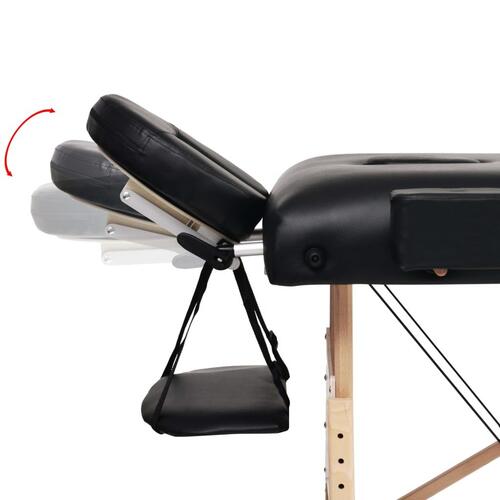 Sammenfoldeligt massagebord 2 zoner 10 cm tyk hynde sort