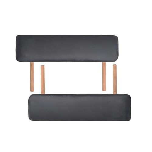 Sammenfoldeligt massagebord 2 zoner 10 cm tyk hynde sort