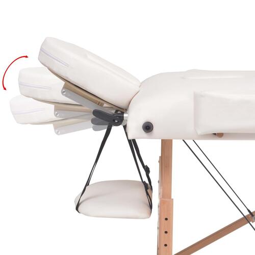 Sammenfoldeligt massagebord 3 zoner 10 cm tyk hynde hvid