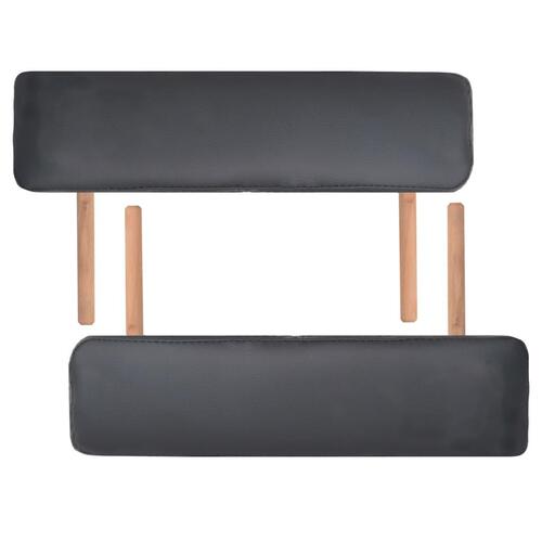 Sammenfoldeligt massagebord 3 zoner 10 cm tyk hynde sort