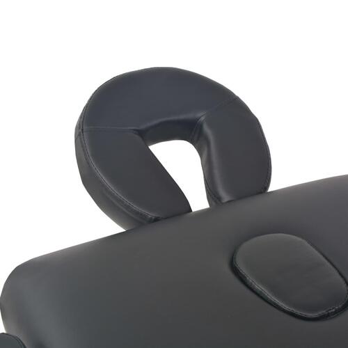 Sammenfoldeligt massagebord 3 zoner 10 cm tyk hynde sort