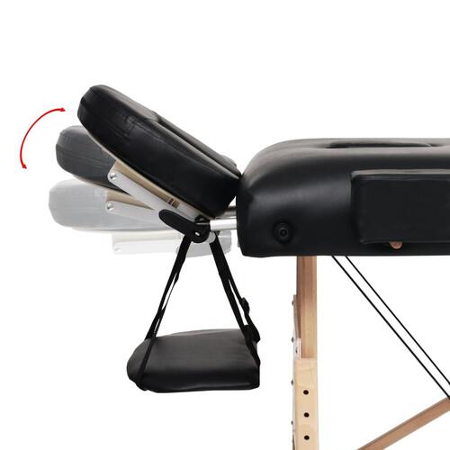Sammenfoldeligt massagebord 3 zoner 10 cm tyk hynde sort