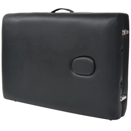 Sammenfoldeligt massagebord 3 zoner 10 cm tyk hynde sort