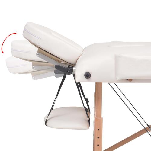 Foldbart massagebord med skammel 2 zoner 10 cm tyk hynde hvid