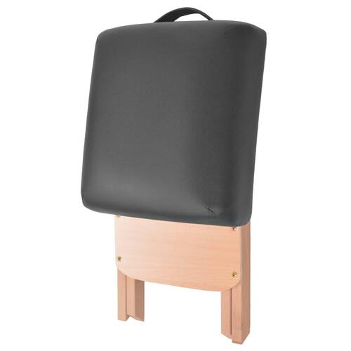 Foldbart massagebord med skammel 3 zoner 10 cm tyk sort