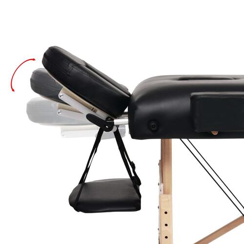 Foldbart massagebord med skammel 3 zoner 10 cm tyk sort