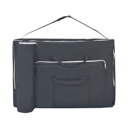 Foldbart massagebord med skammel 3 zoner 10 cm tyk sort