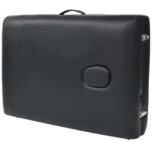 Foldbart massagebord med skammel 3 zoner 10 cm tyk sort
