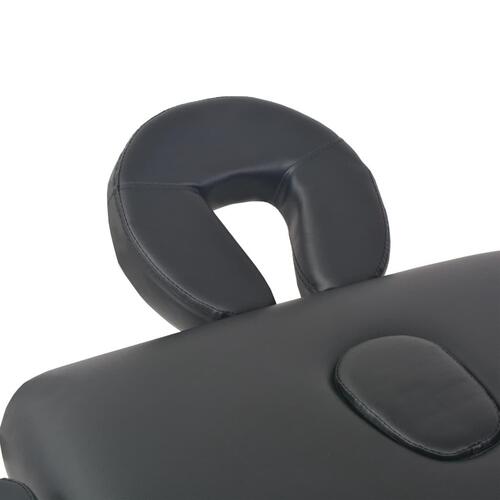 Foldbart massagebord med skammel 3 zoner 10 cm tyk sort