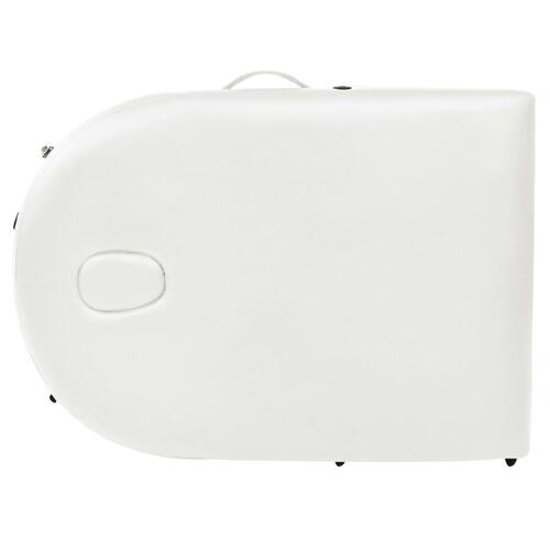 Foldbart massagebord m. 2 bolsterpuder 4 cm tyk oval hvid