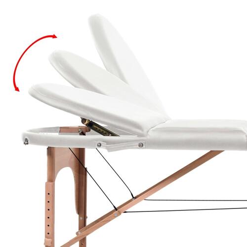 Foldbart massagebord m. 2 bolsterpuder 4 cm tyk oval hvid