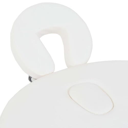 Foldbart massagebord m. 2 bolsterpuder 4 cm tyk oval hvid