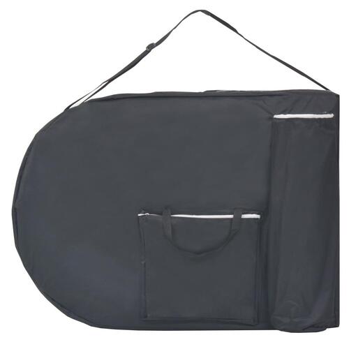 Foldbart massagebord m. 2 bolsterpuder 4 cm tyk oval sort