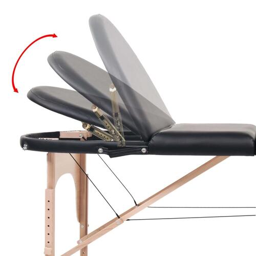 Foldbart massagebord m. 2 bolsterpuder 4 cm tyk oval sort