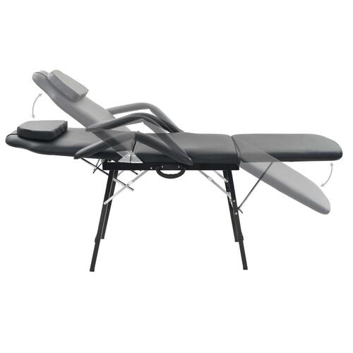Mobil ansigtsbehandlingsstol kunstlæder 185 x 78 x 76 cm sort