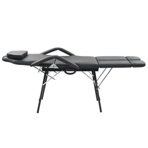 Mobil ansigtsbehandlingsstol kunstlæder 185 x 78 x 76 cm sort