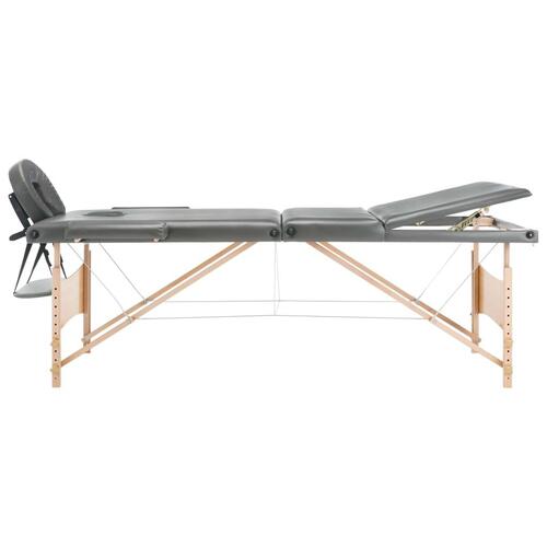 Massagebord med 3 zoner træstel 186x68 cm antracitgrå