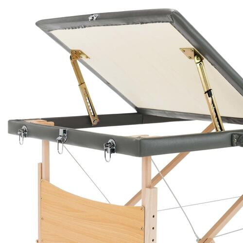 Massagebord med 3 zoner træstel 186x68 cm antracitgrå