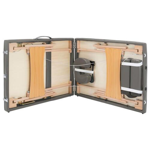 Massagebord med 3 zoner træstel 186x68 cm antracitgrå