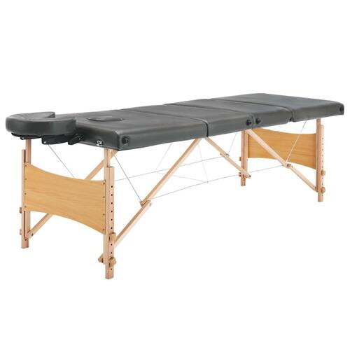 Massagebord med 4 zoner træstel 186x68 cm antracitgrå