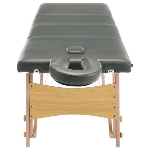 Massagebord med 4 zoner træstel 186x68 cm antracitgrå