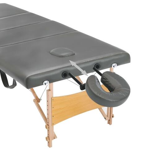 Massagebord med 4 zoner træstel 186x68 cm antracitgrå