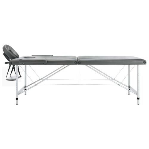 Massagebord med 2 zoner aluminiumsstel 186x68 cm antracitgrå