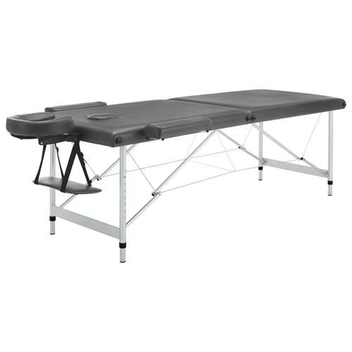 Massagebord med 2 zoner aluminiumsstel 186x68 cm antracitgrå