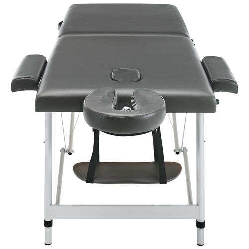 Massagebord med 2 zoner aluminiumsstel 186x68 cm antracitgrå