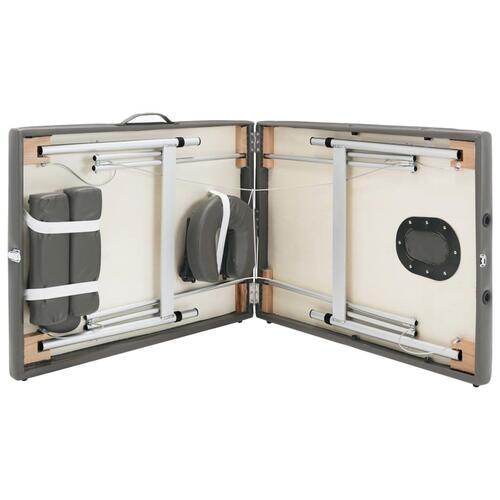 Massagebord med 2 zoner aluminiumsstel 186x68 cm antracitgrå