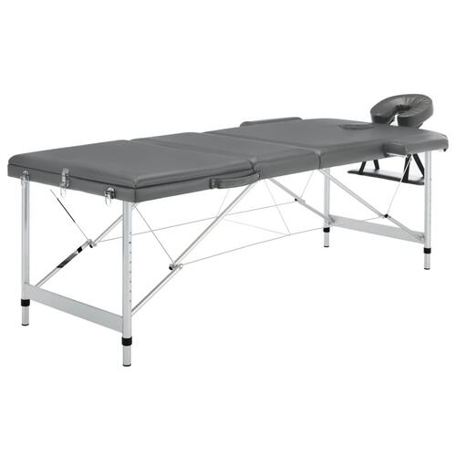 Massagebord med 3 zoner aluminiumsstel 186 x 68 cm antracitgrå