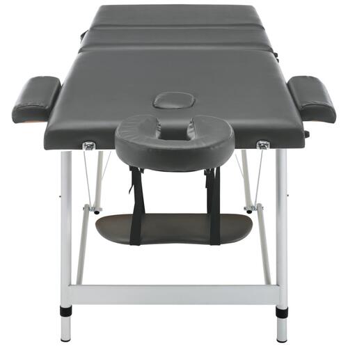 Massagebord med 3 zoner aluminiumsstel 186 x 68 cm antracitgrå