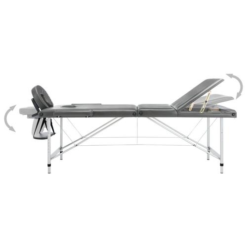 Massagebord med 3 zoner aluminiumsstel 186 x 68 cm antracitgrå