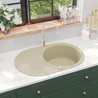 Køkkenvask granit enkelt vask oval beige