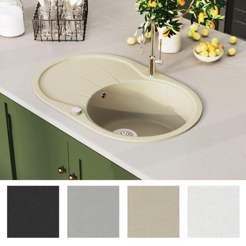 Køkkenvask granit enkelt vask oval beige