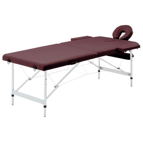 Sammenfoldeligt massagebord med aluminiumsstel 2 zoner lilla