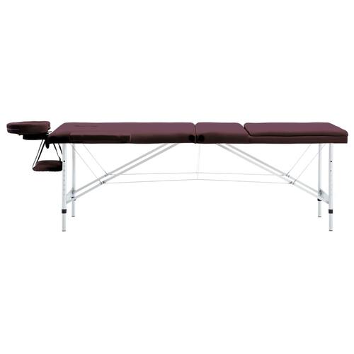 Foldbart massagebord 3 zoner aluminium lilla