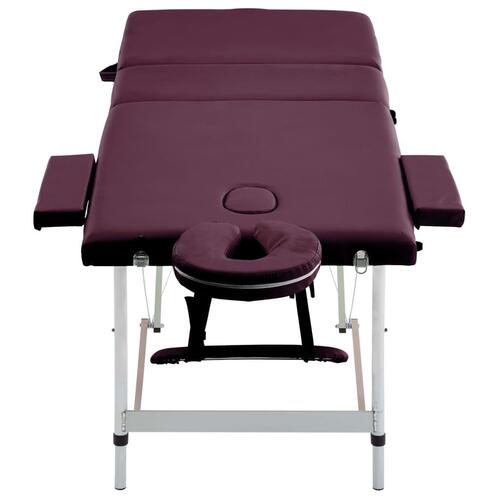 Foldbart massagebord 3 zoner aluminium lilla