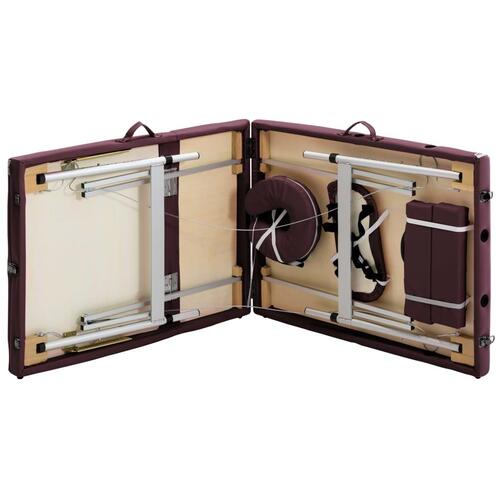 Foldbart massagebord 3 zoner aluminium lilla