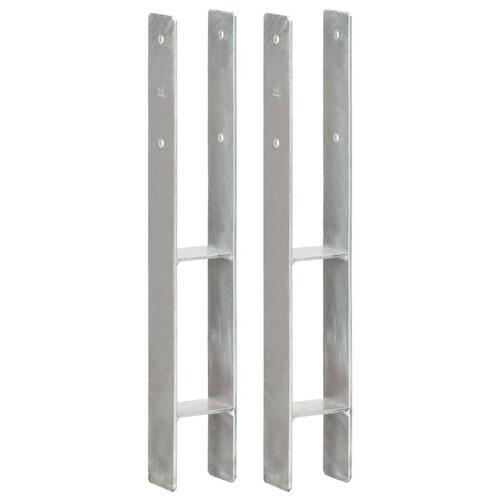 Hegnspløkker 2 stk. 8x6x60 cm galvaniseret stål sølvfarvet