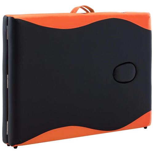 Foldbart massagebord 2 zoner træ sort og orange