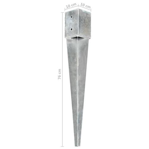 Jordpløkker 2 stk. 10 x 10 x 76 cm galvaniseret stål sølvfarvet