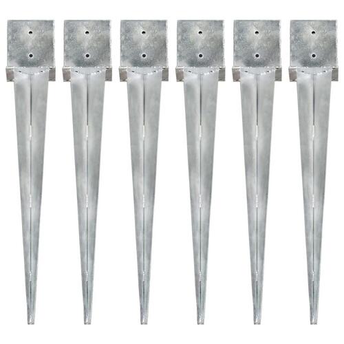 Jordpløkker 6 stk. 14 x 14 x 91 cm galvaniseret stål sølvfarvet