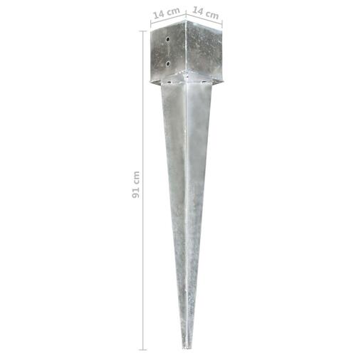 Jordpløkker 6 stk. 14 x 14 x 91 cm galvaniseret stål sølvfarvet