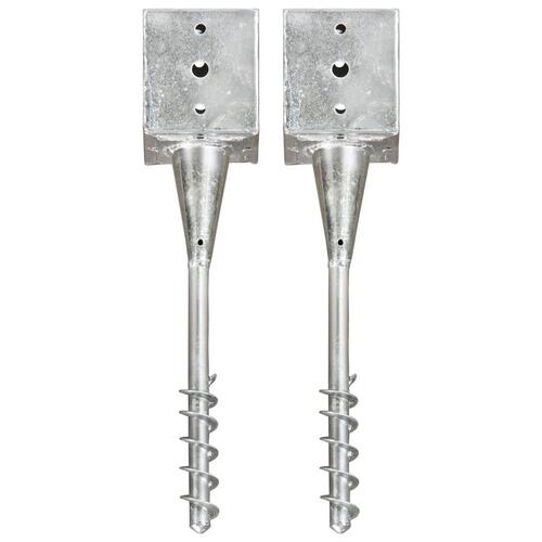 Jordpløkker 2 stk. 12 x 12 x 56 cm galvaniseret stål sølvfarvet