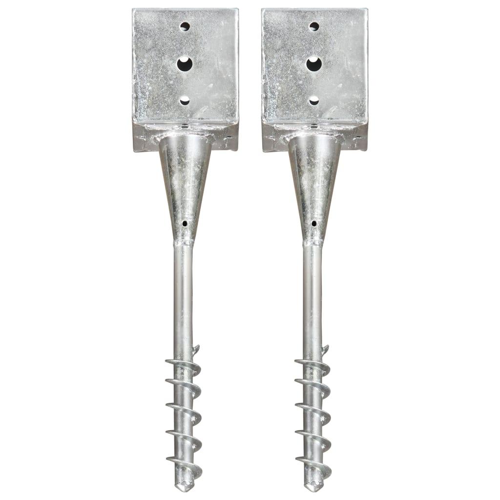 Jordpløkker 2 stk. 12 x 12 x 56 cm galvaniseret stål sølvfarvet