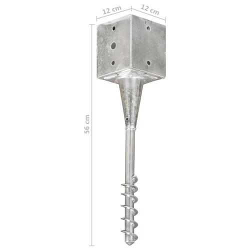 Jordpløkker 2 stk. 12 x 12 x 56 cm galvaniseret stål sølvfarvet