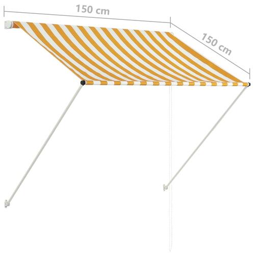 Foldemarkise 100x150 cm gul og hvid