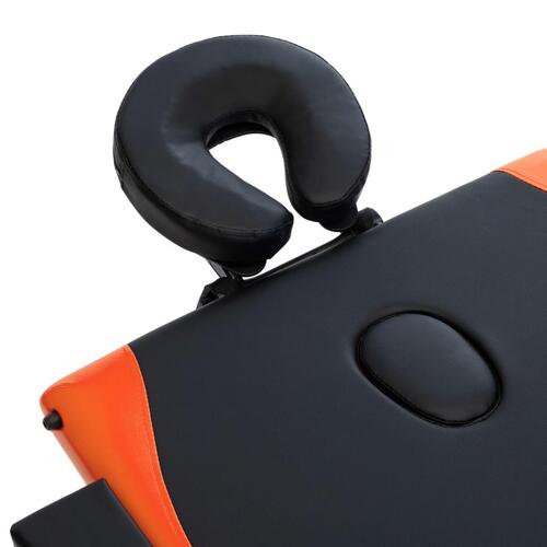 Foldbart massagebord 3 zoner træ sort og orange